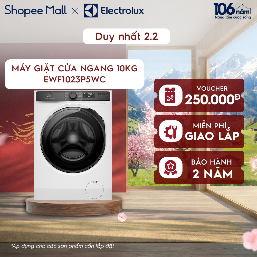 Free giao lắp - Máy giặt cửa ngang 10KG Electrolux S500 EWF1023P5WC, giặt đẩy tải 45 phút, UltraMix,