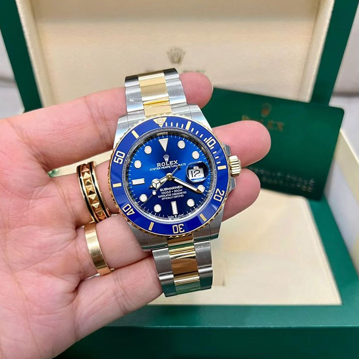 Đồng hồ Rolex chính hãng VJND 100% Gold Blue Submariner Type 41mm Dây đeo lịch Jenis m126613Lb-0002 