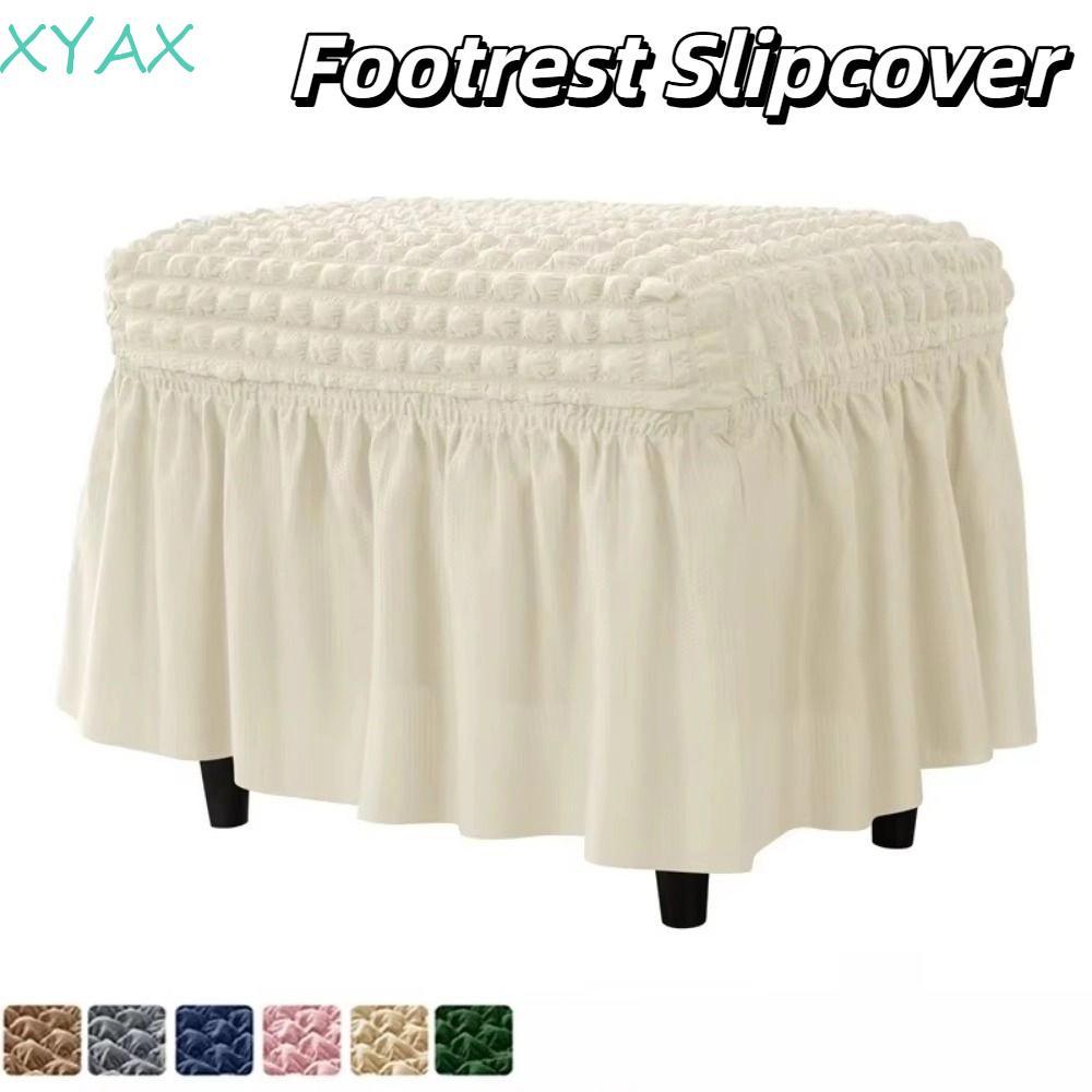 XYAX Ottoman Cover, Thanh Lịch Seersucker Stool Cover, Trang Trí Ghế Co Giãn Dây Chống Bụi Co Giãn O