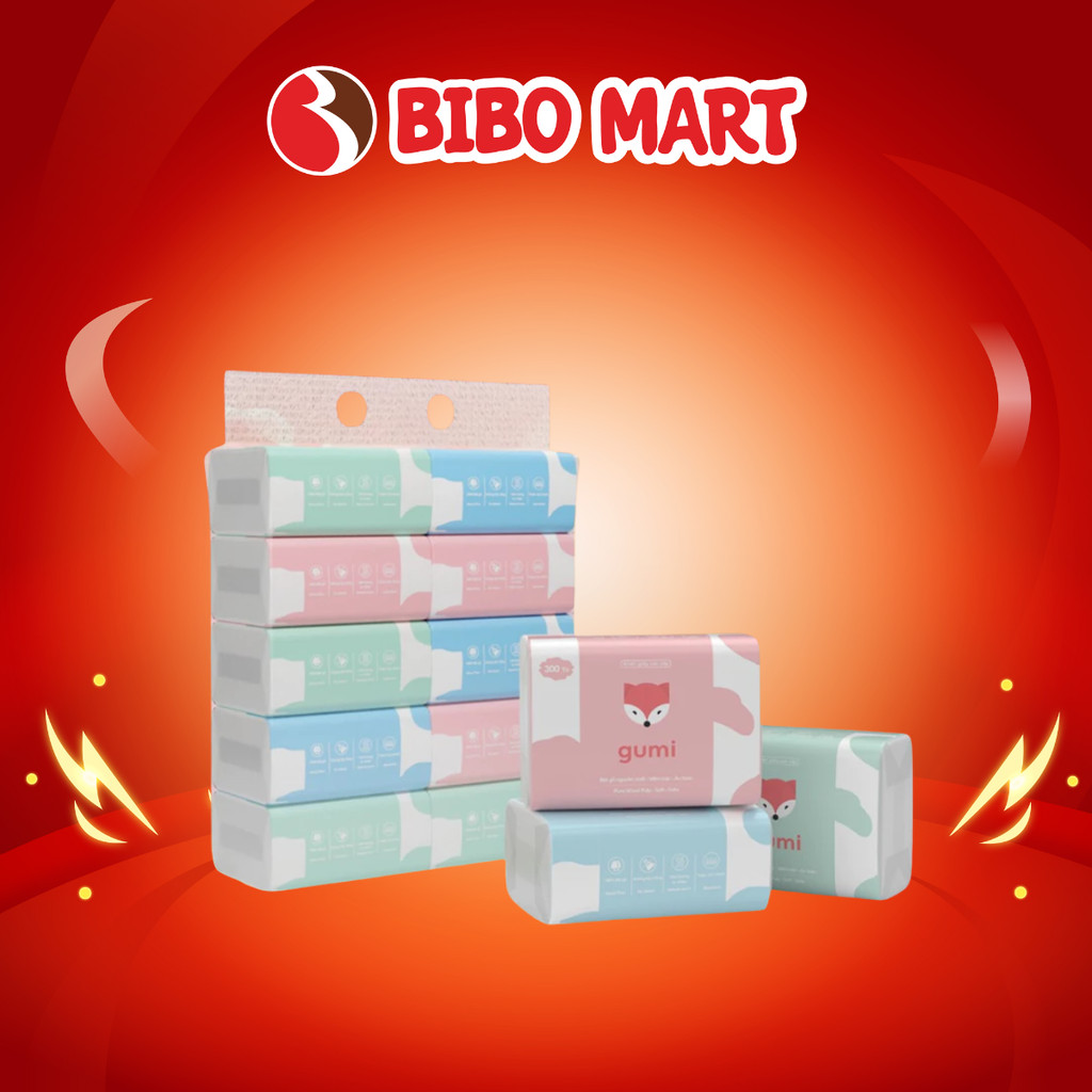 Thùng 42 gói giấy ăn cao cấp Gumi 3 lớp tiện lợi cho gia đình - Bibomart