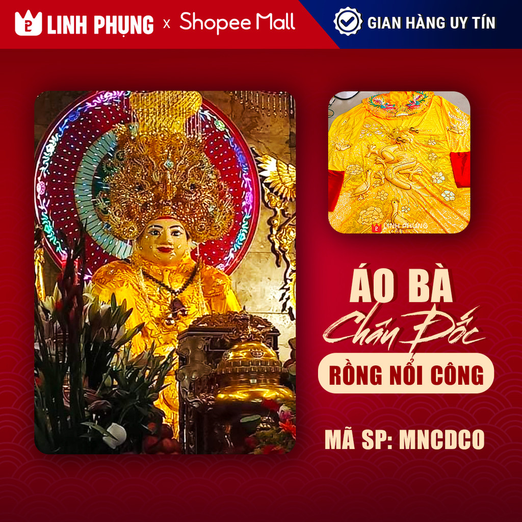 Áo Bà Châu Đốc An Giang mẫu Rồng Nổi Đuôi Công Rồng Đứng kích cỡ 1m8 - Mã: MNCDCO