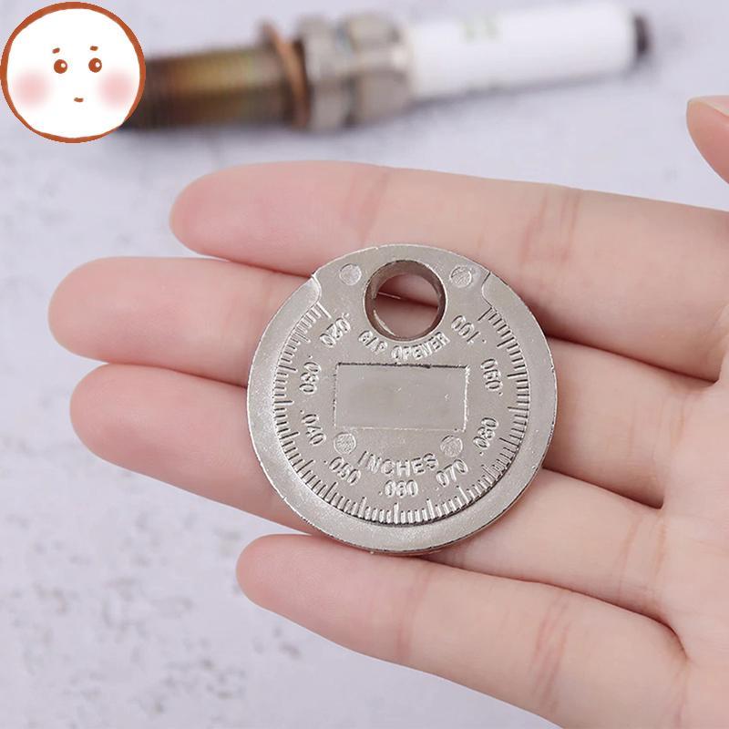 Onemetertomj 1PC 0.6-2.4mm Phạm vi Đồng Xu Loại Bugi Gage Gap Tool Feeler Spark Plug Gap Tool EN