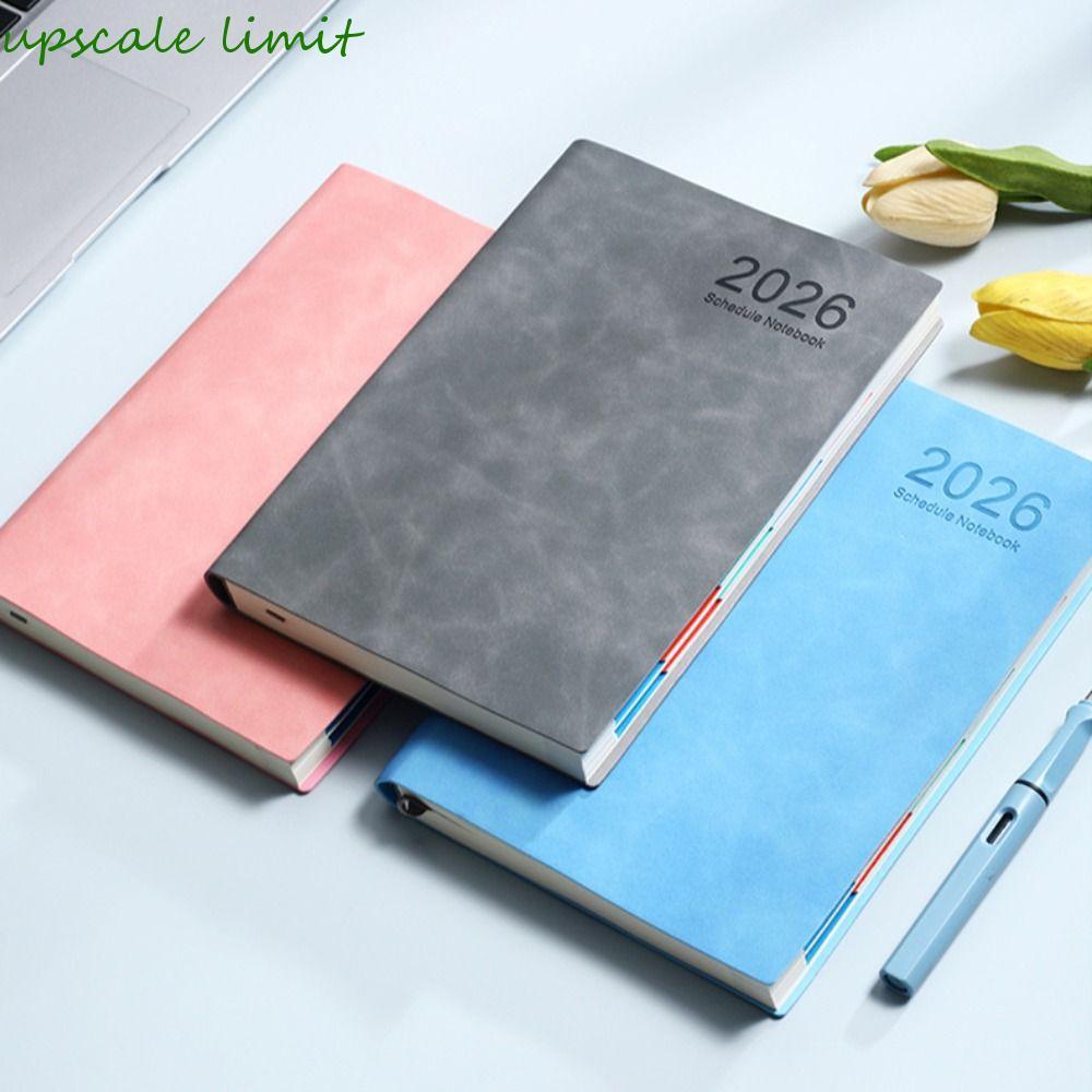 UPSCALE LIMIT 2026 Sổ tay lịch trình 365 ngày, Sổ tay chương trình nghị sự bằng da PU A5, Giấy dày c