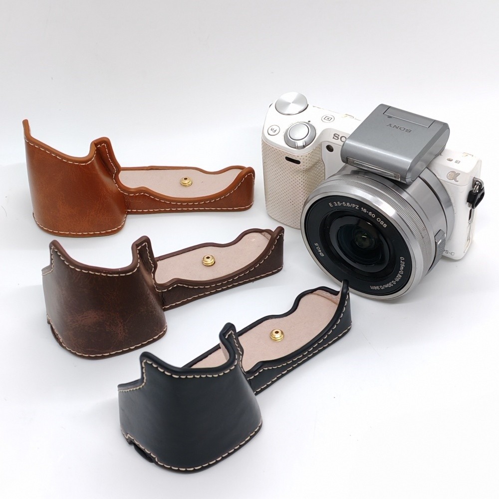 Bao Da PU Túi Máy Ảnh Dành Cho Sony NEX5 NEX5T NEX5R Nửa Thân Có Đáy Mở