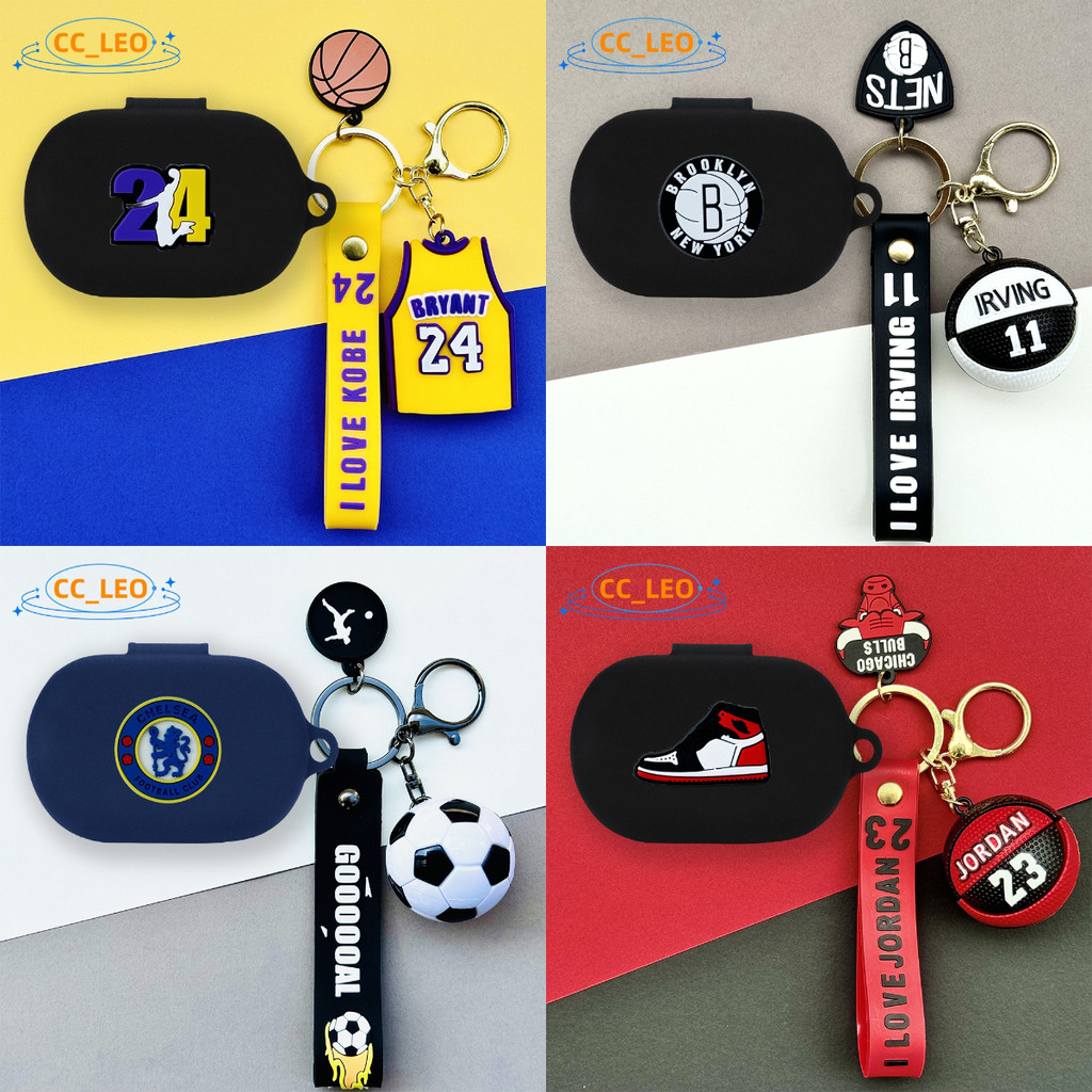 for QCY Crossky R50 Case Silicone Soft Case Cartoon Basketball Soccer Keychain Cute Pendant Suitable