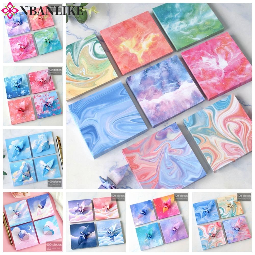 NBANLIKE 400 Chiếc Giấy Gấp Nhiều Màu Sắc, Thêu Sò Nghệ Thuật Chất Liệu Bầu Trời Đầy Sao Giấy Origam