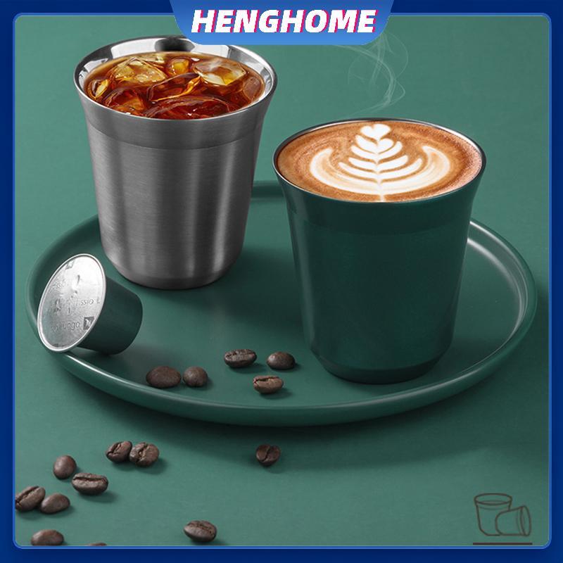 HENGHOME 80ml Tường Đôi Thép Không Gỉ Cốc Espresso Cách Nhiệt Nespresso Pixie Cà Phê Hình Viên Nang 