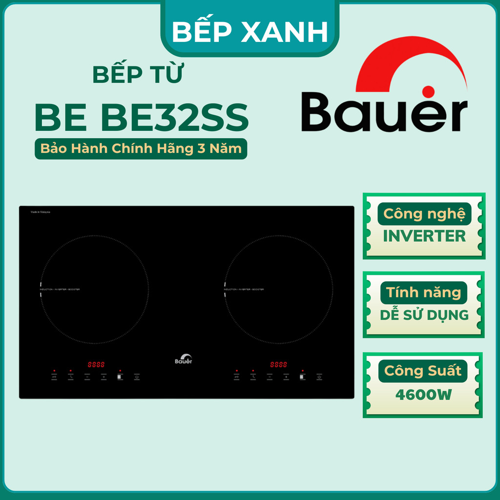 Bếp từ đôi Bauer BE 32SS | Bếp từ inverter | Bếp từ malaysia | Bảo hành chính hãng Bauer 3 năm