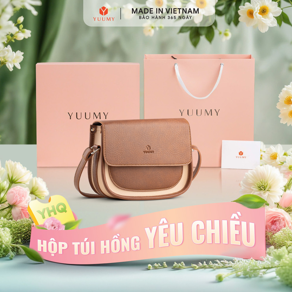 Bộ hộp quà YUUMY (Túi đeo chéo nữ YUUMY YN273 + Hộp quà YHQ2 + Túi giấy YTG2 + Túi rút BVR3838 + Thi