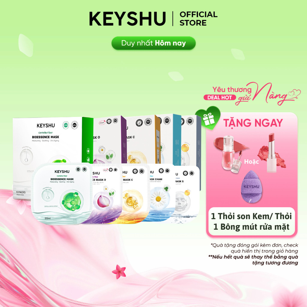 [LIVE KOL] Combo 20 Miếng Mặt Nạ KEYSHU 10 Miếng 30ML Dưỡng Ẩm, Làm Sáng Da, Hỗ Trợ Ngăn Ngừa Lão Hó