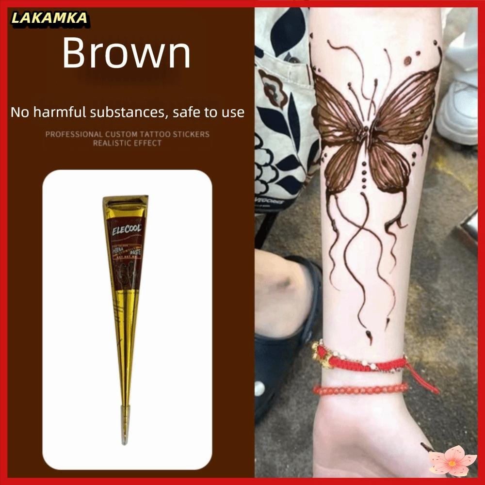 Kem xăm LAKA Henna, Kem dán Henna màu đen tạm thời, Kem xăm bán vĩnh viễn Dễ sử dụng Kem henna màu n