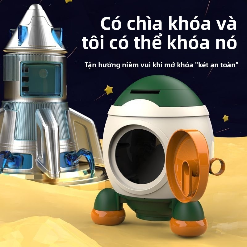 Phim hoạt hình mới Rocket Piggy Bank Space Boys Girls Piggy Bank Accessible DIY Influencer Creative 