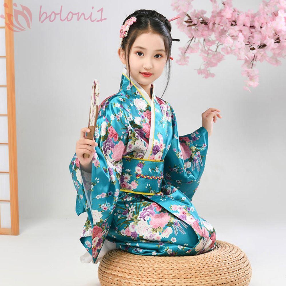Trẻ em kimono truyền thống Nhật Bản, in hoa phong cách Nhật Bản cho trẻ em Váy kimono bé gái Sakura,