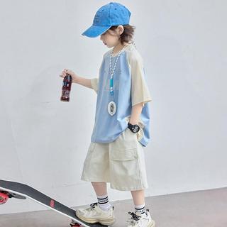 Bộ Đồ Bé Trai Thể Thao Phối Màu Hàn Quốc – Set Áo Thun Raglan Phối Quần Short Túi Hộp | Đồ Bé Trai Mùa Hè Size 120–170
