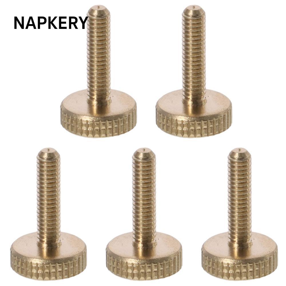 NAPKERY 5 Ốc vít ngón tay cái có dây, Đầu phẳng bằng đồng M4x 6-14mm, Núm kẹp Bu lông bằng đồng thau