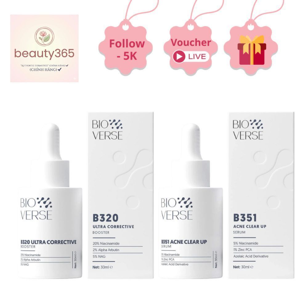 Tinh Chất Bioverse B320, B351 cải thiện mụn, làm sáng, mờ thâm.