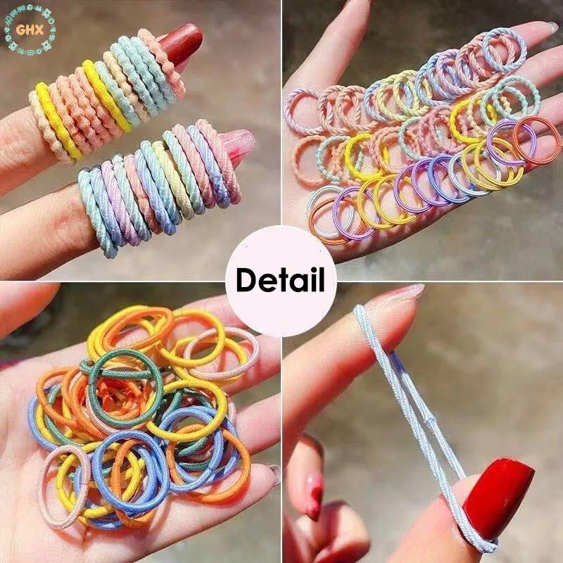 Set 100 Dây Cột Tóc Co Giãn Nhiều Màu Sắc