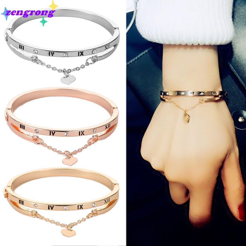 ZENGRONG Roma Letter Women Charm Forever Love Cuff Bangles