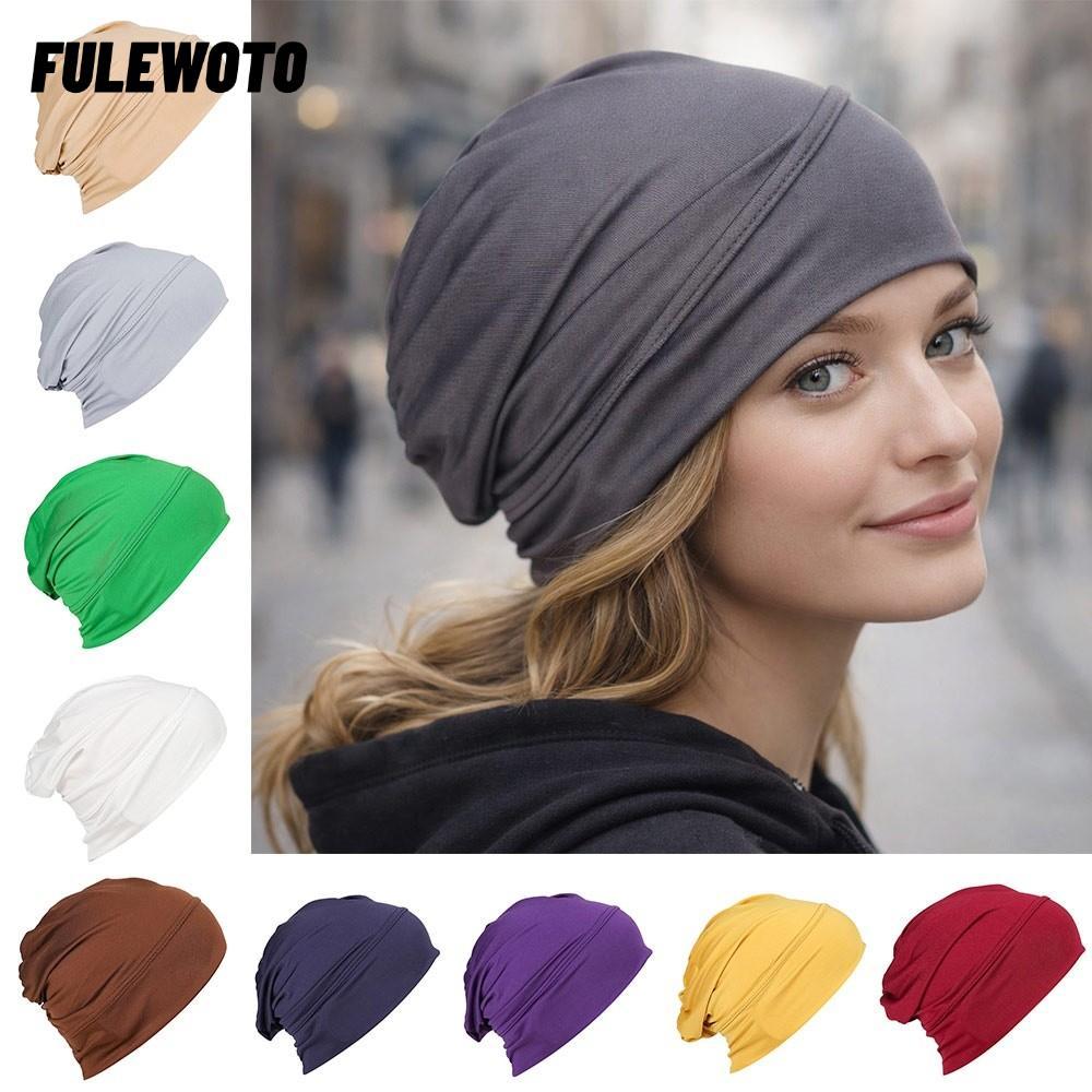 Mũ turbn hijab co giãn Filewoto, style bonnet với modal băng đô rụng tóc