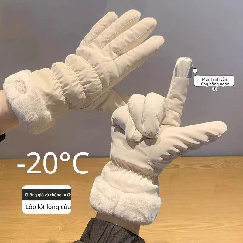 【Waterproof and Touchscreen】Women's Fleece Lined Winter Gloves for Skiing, Driving, and Motorcycle R