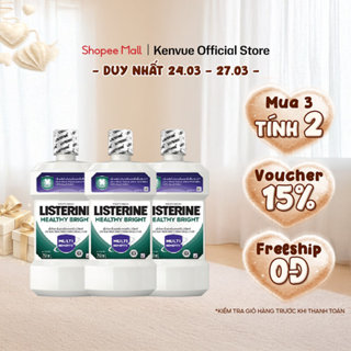 [Mua 3 tính 2] Bộ 3 Chai nước súc miệng Listerine Healthy Bright 750mlx3