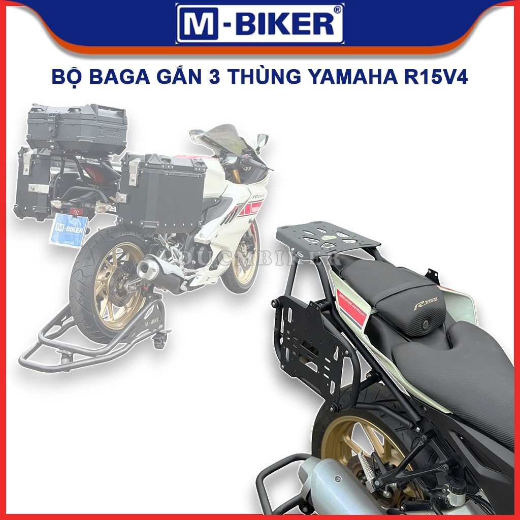 Baga R15V4, Baga sau R15M, Bộ baga gắn 3 thùng dành cho Yamaha R15M | M-Biker