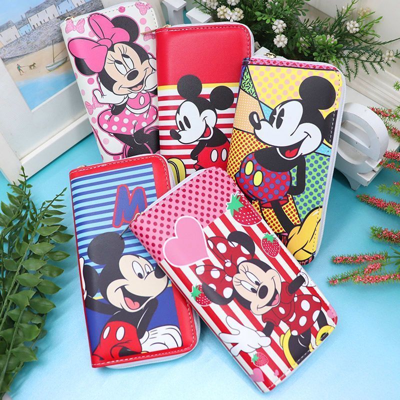 Mickey Chuột Mickey Trẻ Em Zero Túi Hoạt Hình Mickey Minnie Túi Dài Bé Trai Kẹp Cô Gái Dễ Thương Đựn