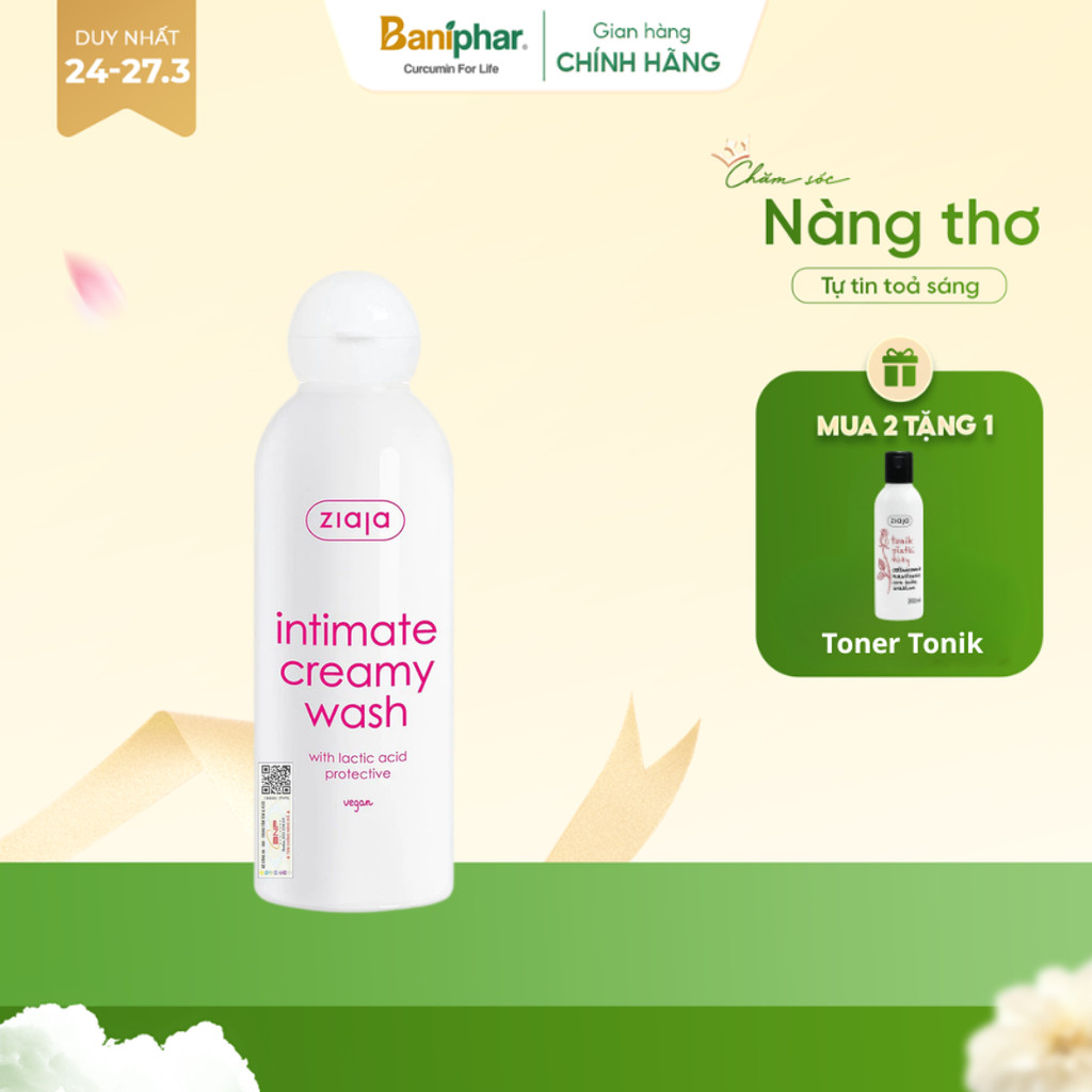 Dung Dịch Vệ Sinh Intimate With Lactic Acid ZIAJA Giúp Khử Mùi Hôi, Củng Cố Lợi Khuẩn, Cân Bằng pH 2