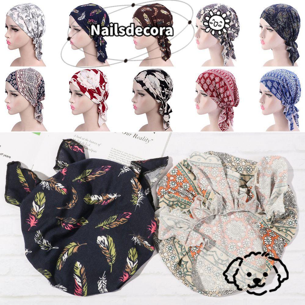 NAILS Mũ quấn đầu Beanie Scarf Ruffle Cancer Chemo Hat