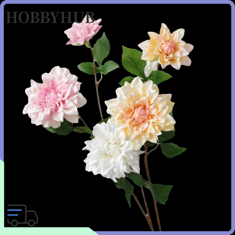HOBBYHUB Hoa Dahlia nhân tạo, Chất liệu sắp xếp hoa đầy màu sắc Cảm ứng thật Dahlia, Sự kiện Hoa Han