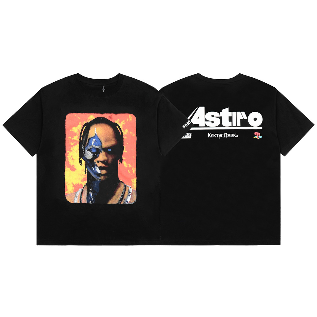 OU8L Travis Scott Cactus Jack Fortnite Robot Short Sleeve T Shirt
