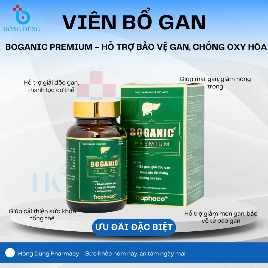 TPBVSK Boganic Premium Traphaco – Bổ Gan, Giải Độc Gan, Mát Gan (Hộp 30 Viên)