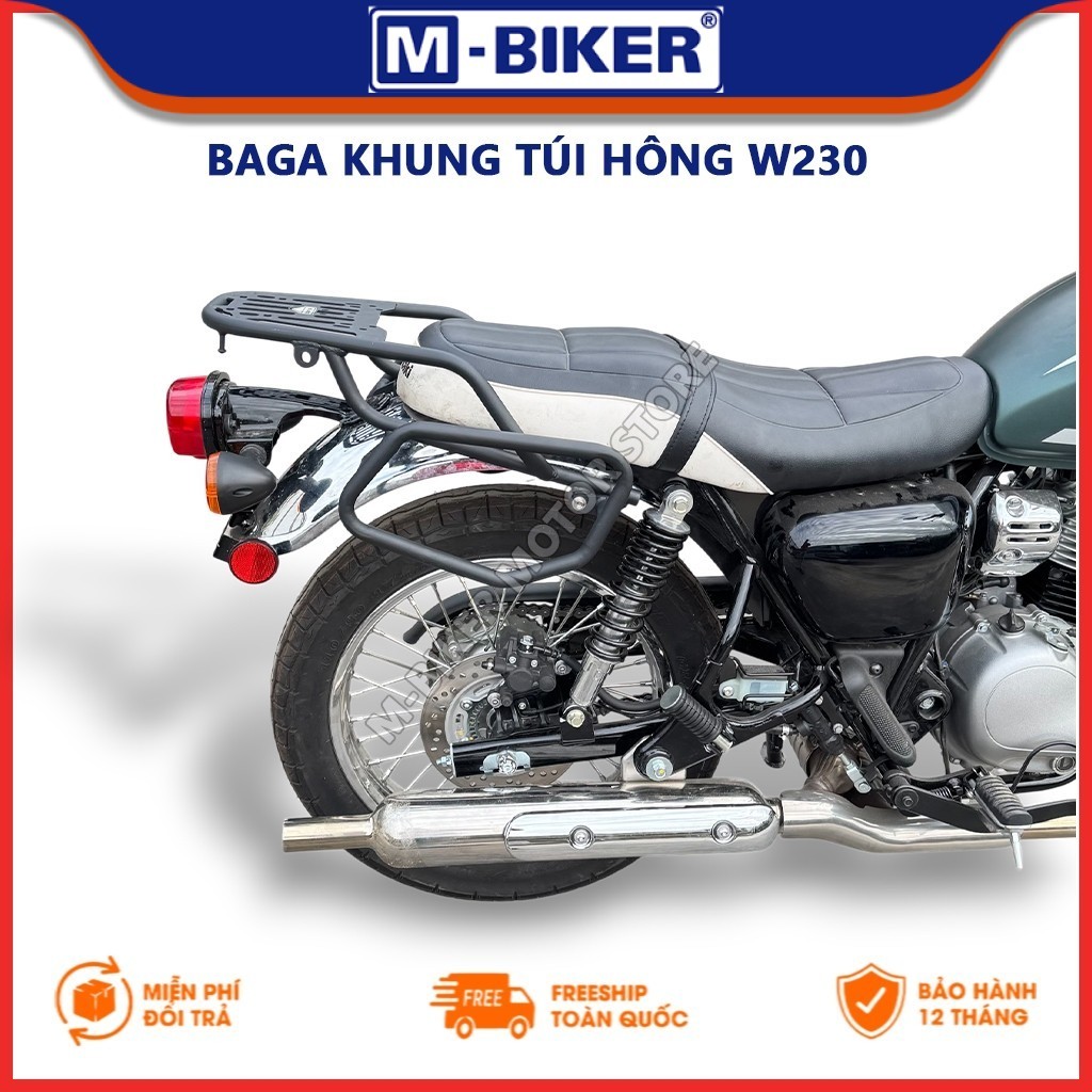 [ M-Biker ] Baga W230, Khung túi W230, Baga sau gắn khung treo túi hông dành cho Kawasaki W230