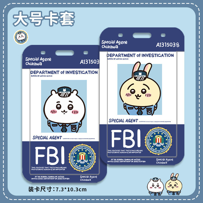 A7 Kích Thước Lớn Chủ Đề FBI Chiikawa Đựng Thẻ, Hộp Đựng Huy Hiệu ID Nhựa Lớn Cho Xe Buýt Trường Học