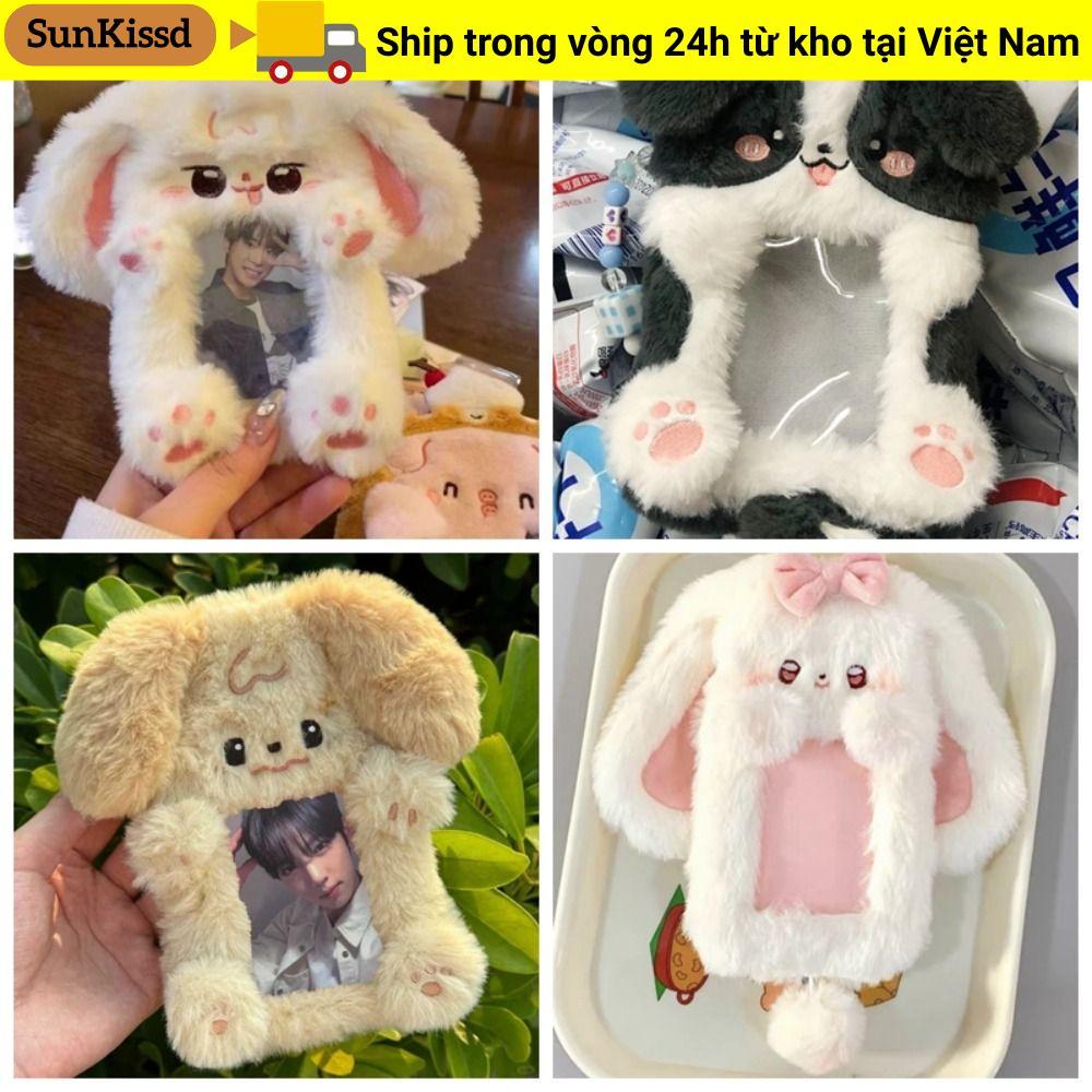 SUNKISSD Photocard, Sang Trọng Tai Thỏ / Border Collie Photo Card Holder, Dễ Thương Đa Năng Thẻ Tay 