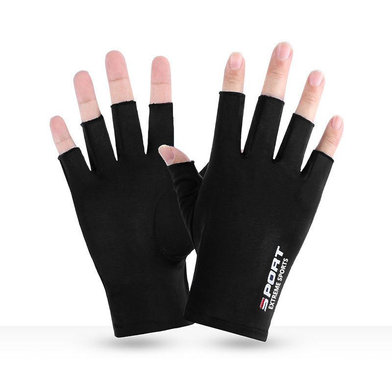 Men's sun protection gloves for driving, sweat-absorbing, fishing, touch-screen compatible, ice silk