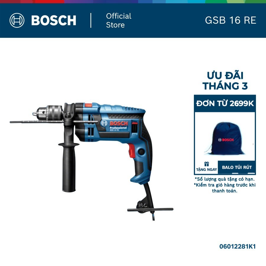 Máy khoan động lực Bosch GSB 16 RE (Hộp nhựa)