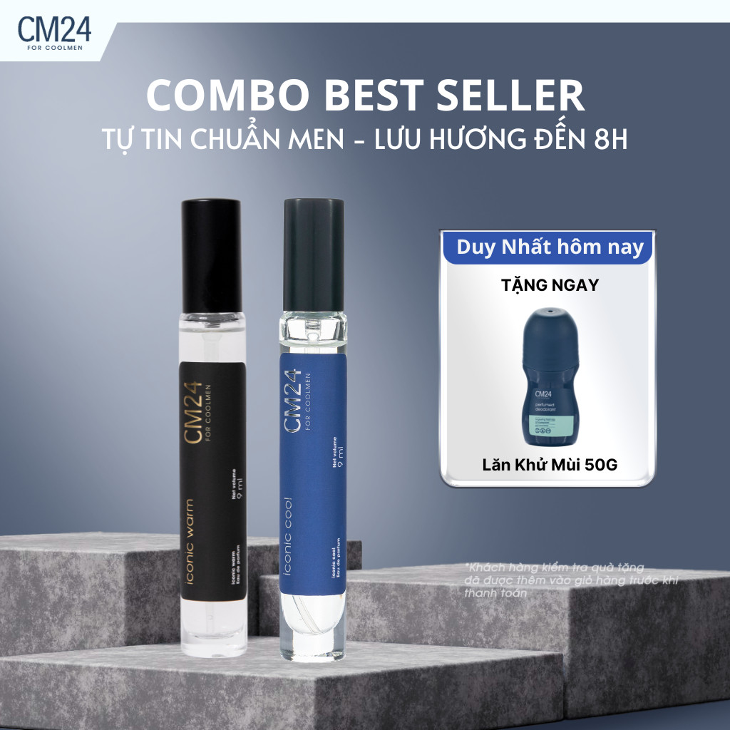 (Combo BEST SELLER) 2 nước hoa nam CM24 for Coolmen Iconic 9ml thơm chuẩn men lưu hương 8H