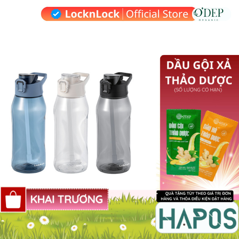 Bình nước nhựa Tritan 1.05 Lít LocknLock , Kèm ống hút One-Touch Sports Bottlen ABF926, Nhiều Màu - 