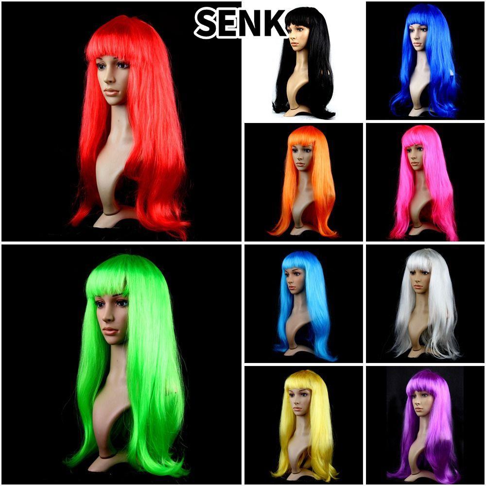 SENK Dài Thẳng Tóc Giả Tóc Dày Full Tóc Giả Hóa Trang Quần Áo Nữ Điểm Giữa Dazzle Tóc Dài