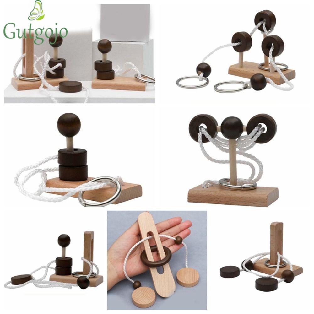 GUTGOJO Threading Rope Loop Puzzle, 3D Gỗ, Sáng Tạo Brain Teaser Thông Minh IQ Game Montessori Người