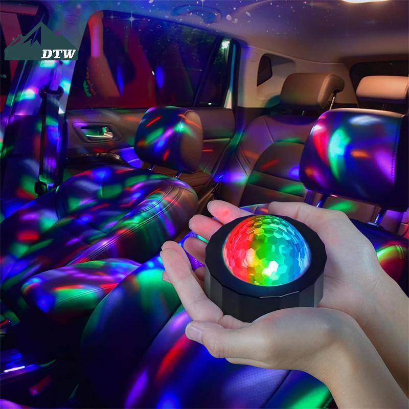 DTW Xe Disco Ball Mini Disco Ball Cho Xe Âm Nhạc Âm Thanh Kích Hoạt Nhiều Màu Đèn Disco Bên Trong Xe