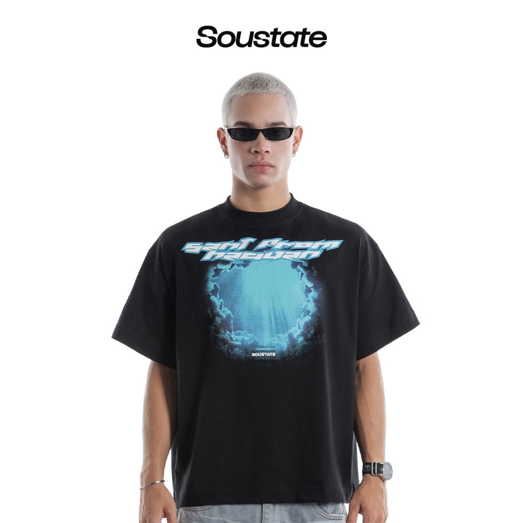 (COD) Áo Thun Big Boxy Sent From Heaven 100 Cotton (Đen) - SOUSTATE Chính Hãng