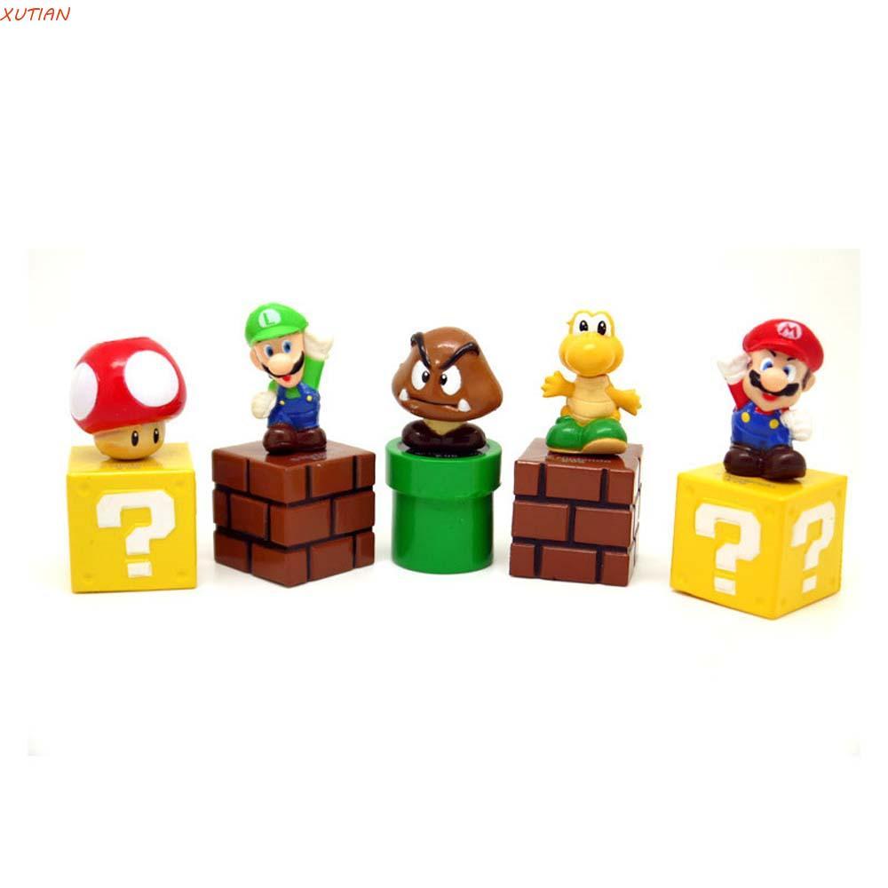 XUTIAN Hành Động Hình Dễ Thương 5 Cái / bộ Anime Mô Hình Bộ Sưu Tập Mô Hình Nấm Mario Super Mario Br