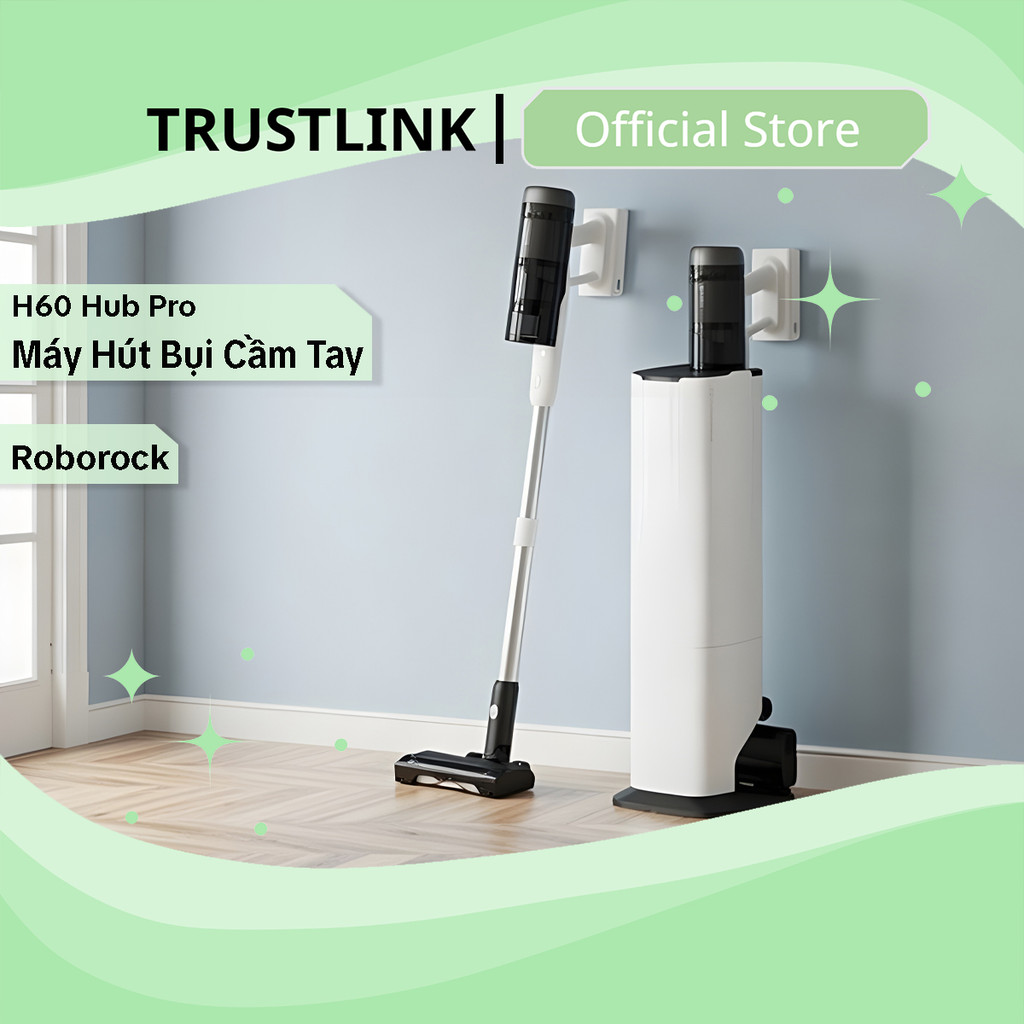 Máy Hút Bụi Cầm Tay Roborock H60 Hub Pro - Dock Tự Đổ Bụi - Lực Hút 170AW - Đèn Chiếu Xanh