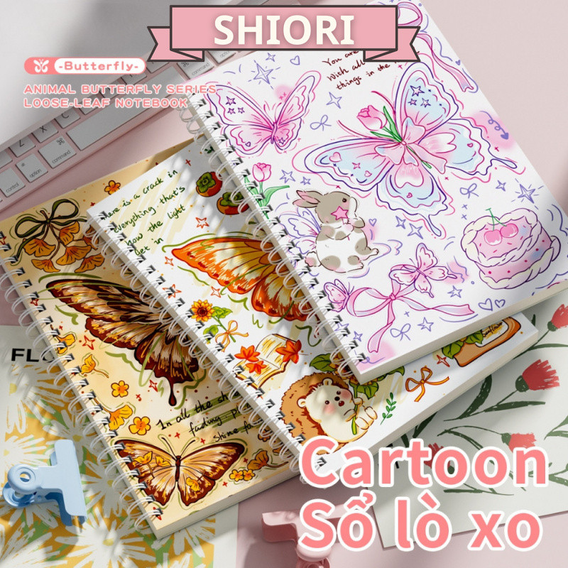 Sổ Lò Xo A5/B5 Conquette Bướm – 80gsm Giấy Dày, Viết Êm Tay