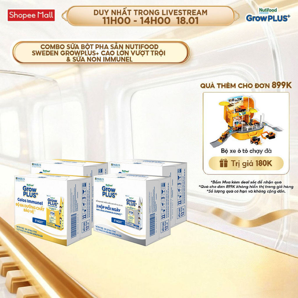 Combo 2 Thùng 24 hộp SBPS GrowPLUS+ Cao lớn vượt trội 110ml + 2 Thùng 24 hộp SBPS GrowPLUS+ Sữa Non 