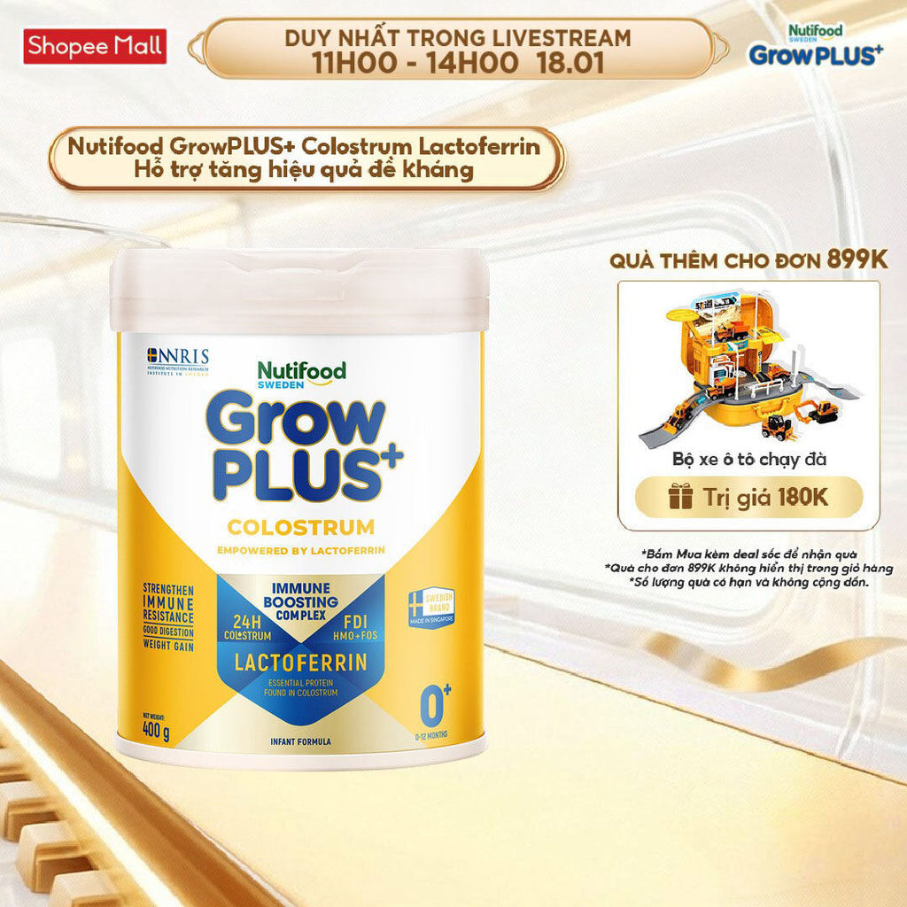 Sữa bột Nutifood Sweden GrowPLUS+ Colostrum Lactoferrin 0+ 400g