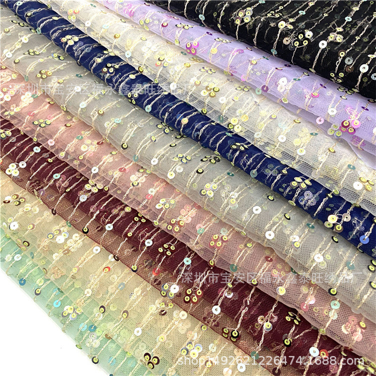 2yards sequin ren mùa xuân mùa hè gạc đính sequin thêu vải dạ hội Hanfu Tang phù hợp với sequin váy 