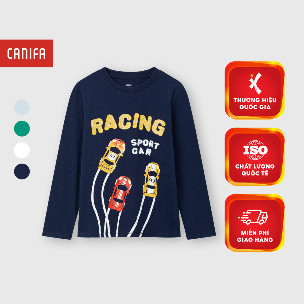 Áo phông bé trai CANIFA áo thun dài tay có hình in chất cotton mềm mịn PS 2TL25W001